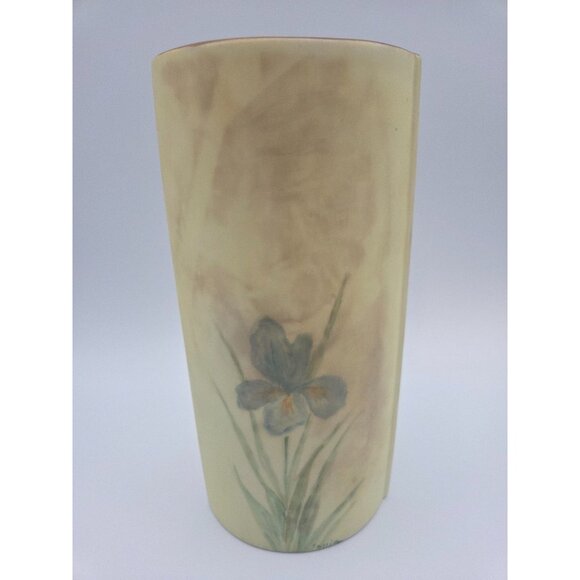 Vintage Floral West German Porcelain Vase Yellow, Green, Purple Bavaria 8"H - Picture 2 of 7